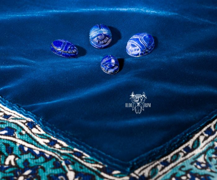 Picture of engraved lapis lazuli scarab gemstone